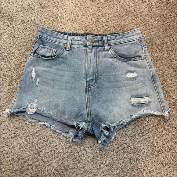 SHEIN Distressed Cut Off High Waisted Jeans Size Medium | summer | Y2K | denim - Picture 1 of 6